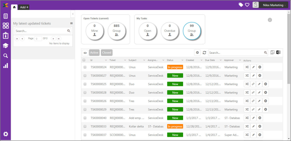 screenshot of Nilex Service Platform